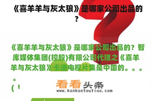 《喜羊羊与灰太狼》是哪家公司出品的？