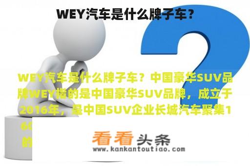 WEY汽车是什么牌子车？