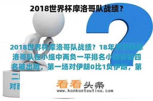 2018世界杯摩洛哥队战绩？