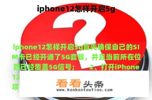 iphone12怎样开启5g