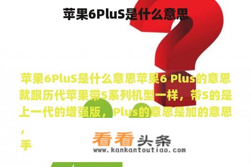 苹果6PluS是什么意思