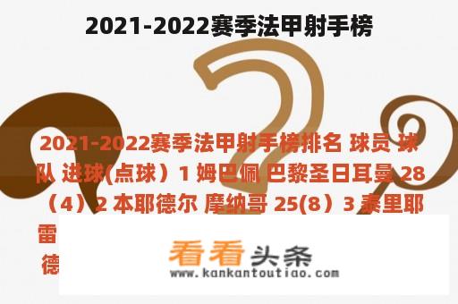 2021-2022赛季法甲射手榜