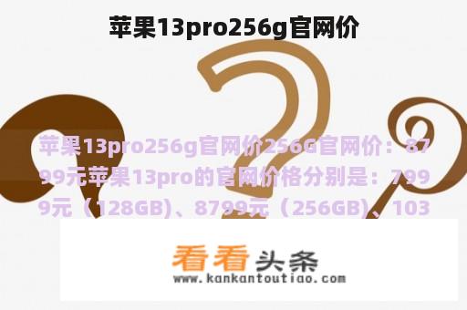 苹果13pro256g官网价