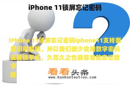 iPhone 11锁屏忘记密码