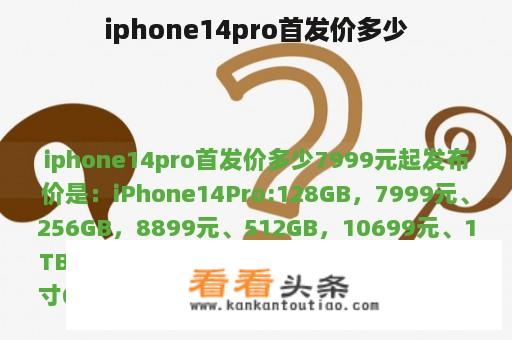 iphone14pro首发价多少