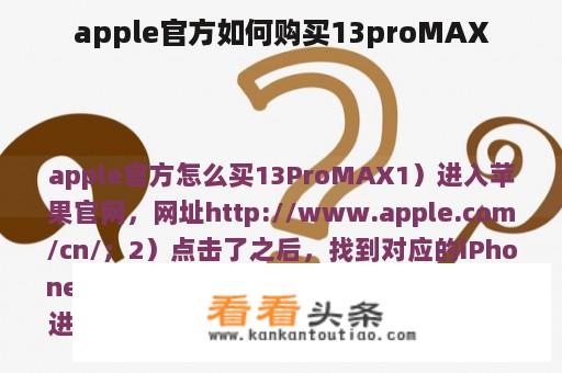 apple官方如何购买13proMAX