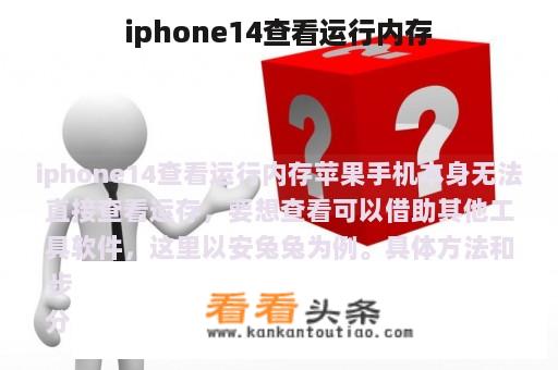 iphone14查看运行内存