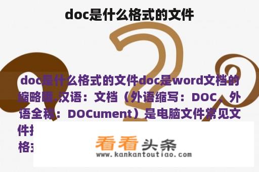 doc是什么格式的文件