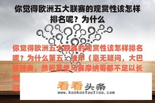 你觉得欧洲五大联赛的观赏性该怎样排名呢？为什么