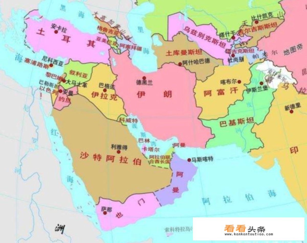 伊朗周边国家世界地图高清版？