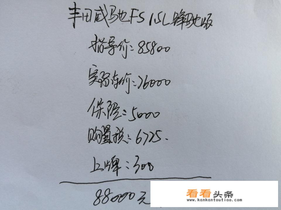 丰田威驰2021款自动挡创行版落地多少？