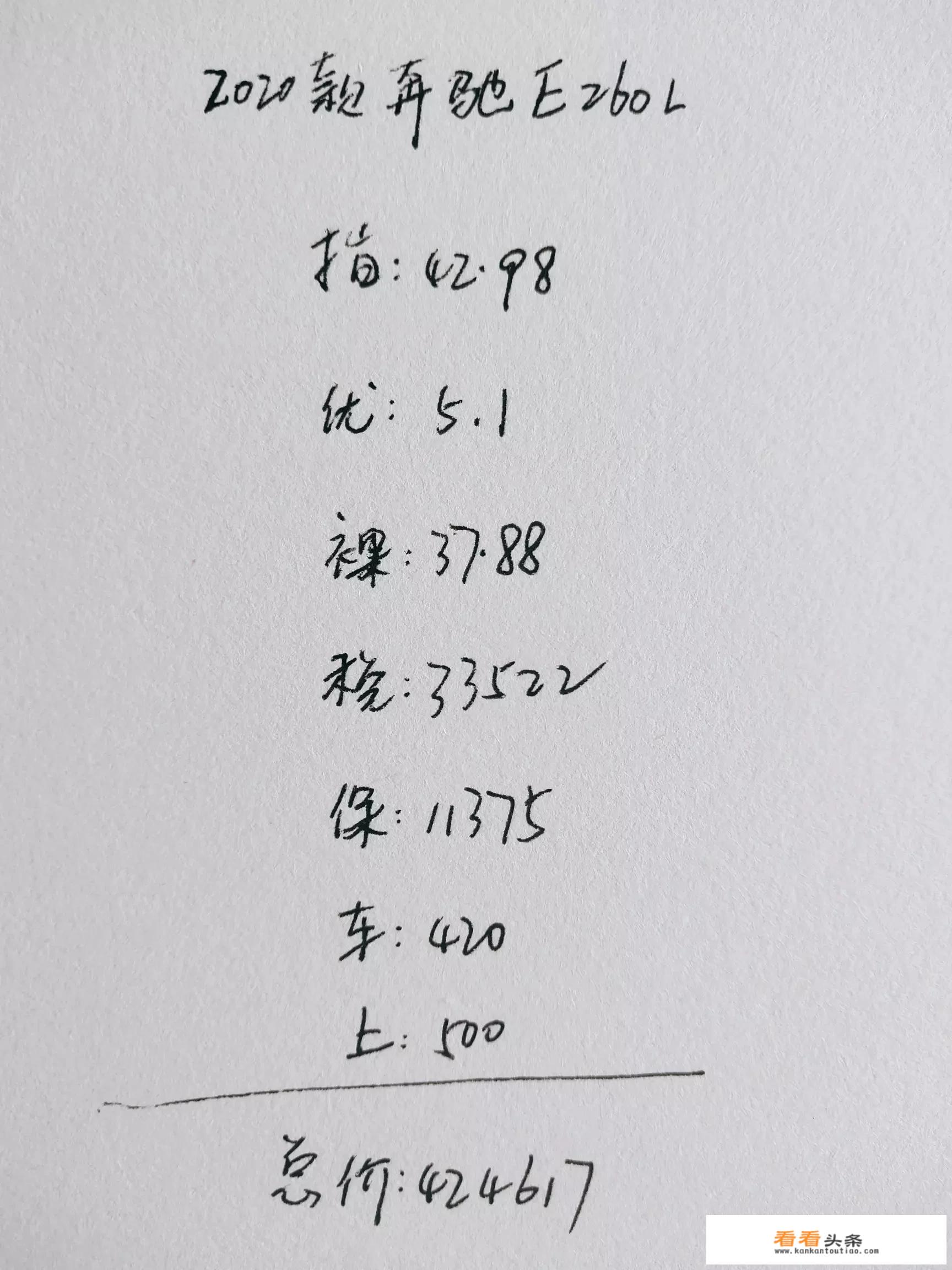 奔驰e260标配落地价多少？