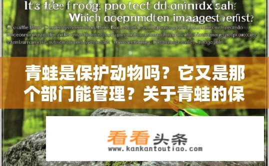 青蛙是保护动物吗？它又是那个部门能管理？关于青蛙的保护地位和管理部门疑问标题，，青蛙是保护动物吗？其保护和管理是由哪个部门负责？青蛙是否属于自然保护区或政府管理下的生物多样性保护措施？由哪个机构或部门负责监管这一领域的工作?