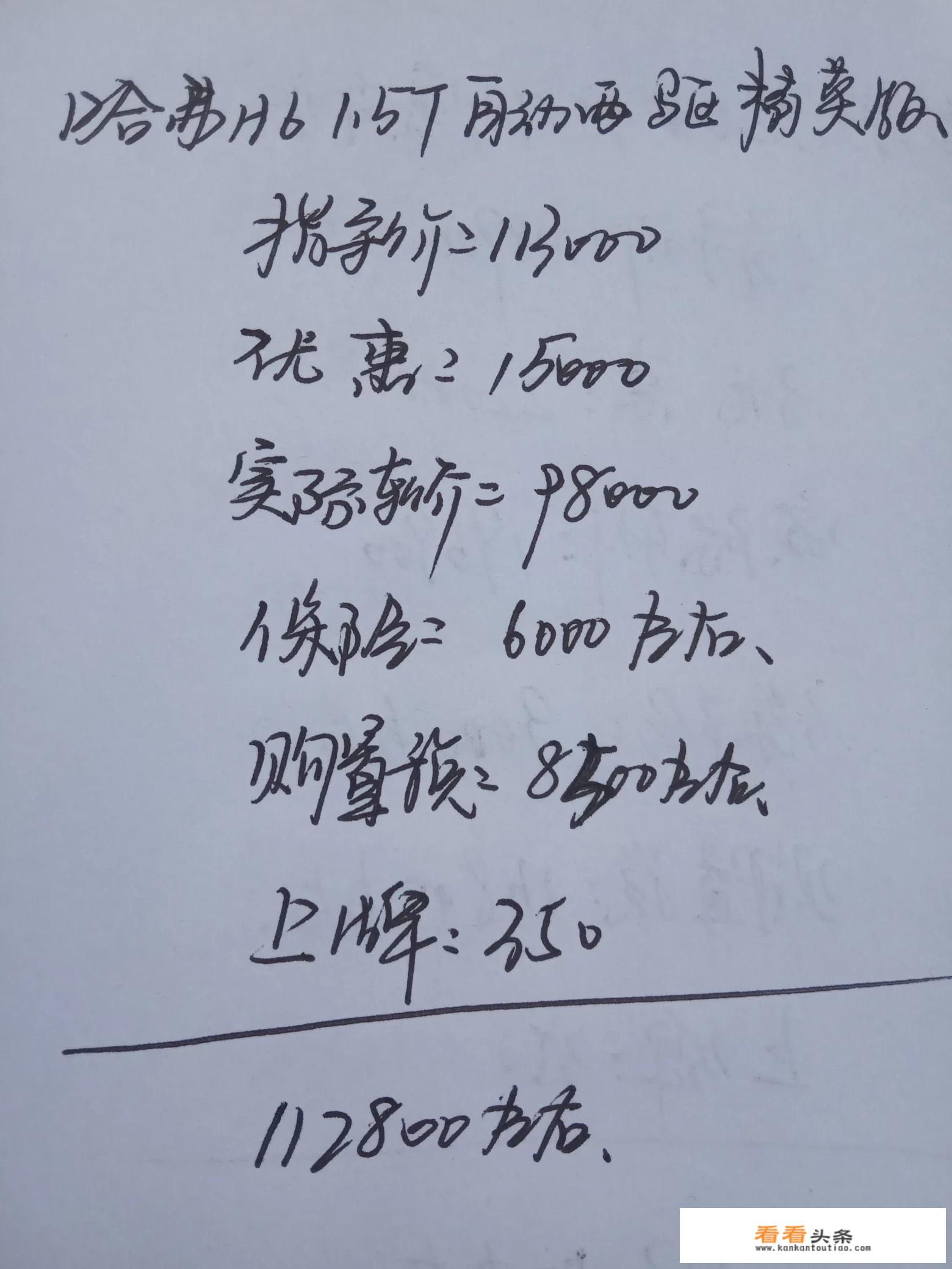 2022款哈弗h6手动挡落地多钱？