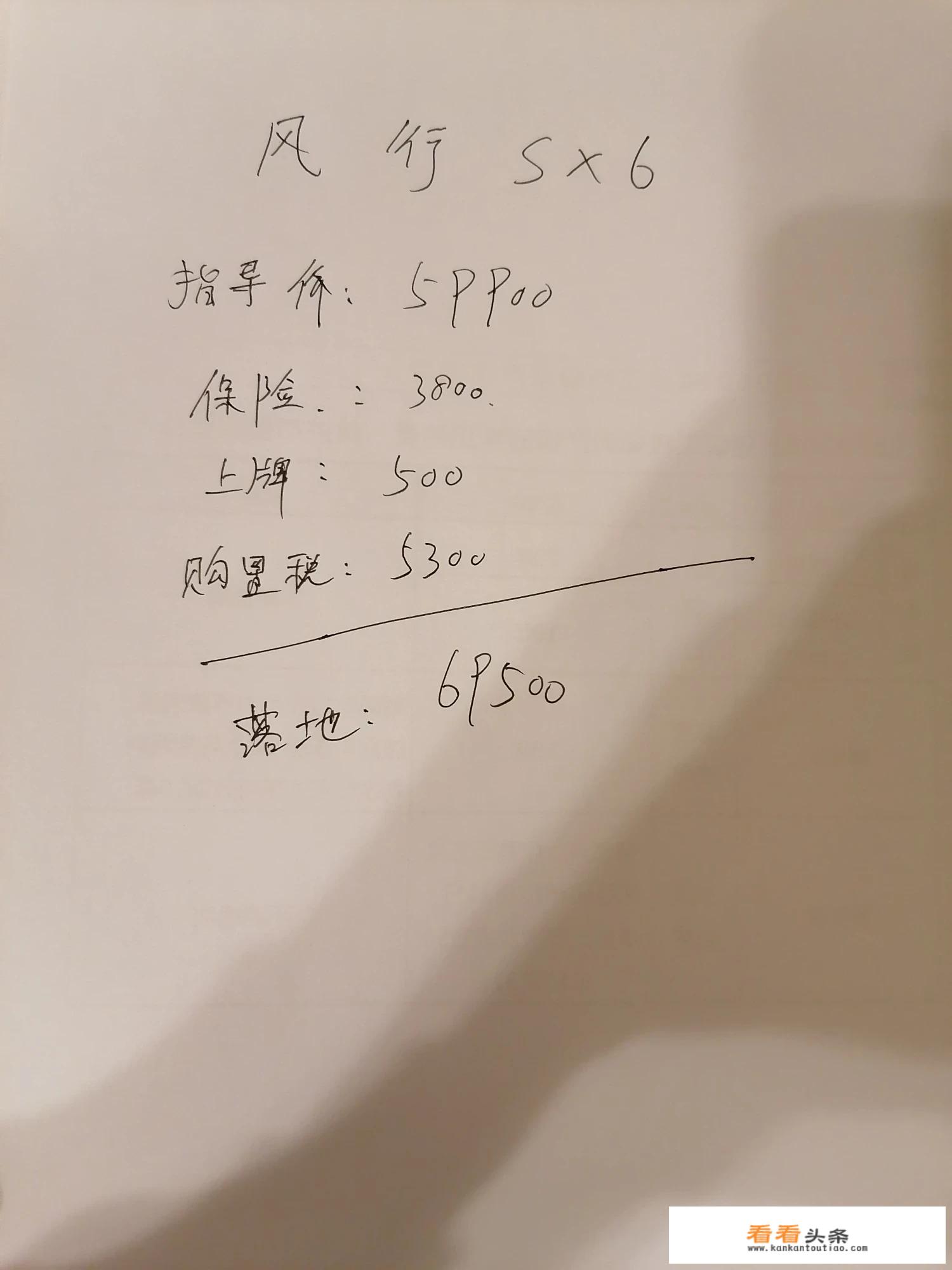 6.59万东风风行SX6的车落地多少？