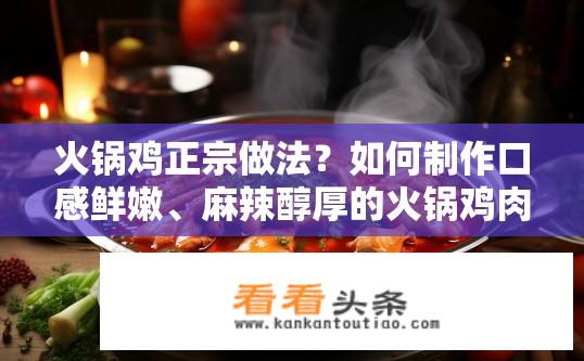 火锅鸡正宗做法？如何制作口感鲜嫩、麻辣醇厚的火锅鸡肉？
