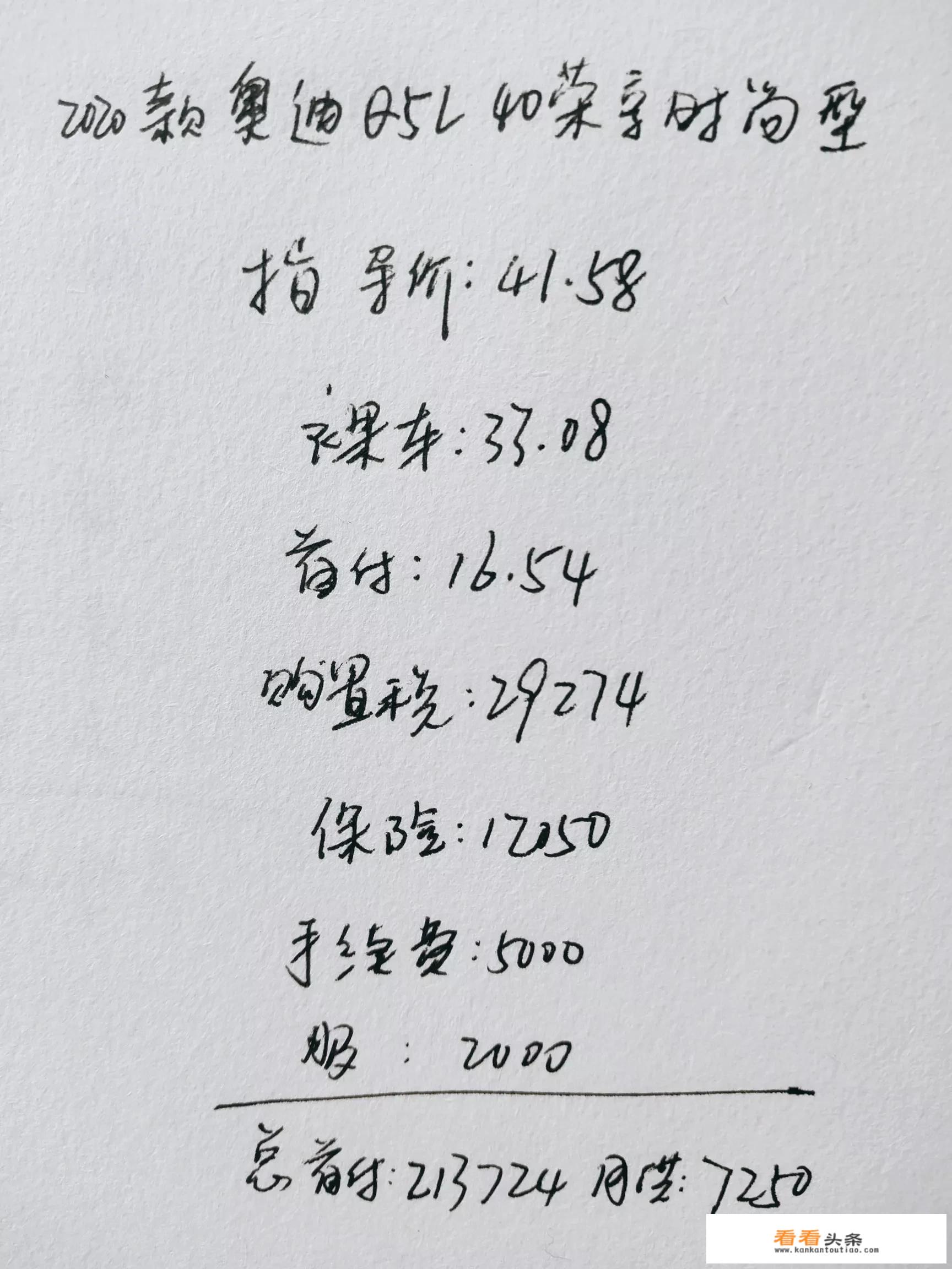 2020年11月奥迪各车型销量？