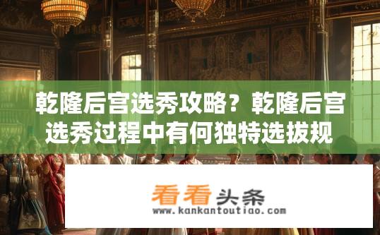 乾隆后宫选秀攻略？乾隆后宫选秀过程中有何独特选拔规则与策略?