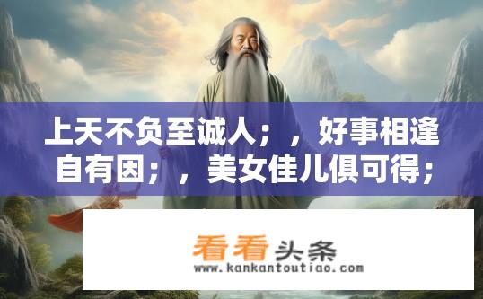 上天不负至诚人；，好事相逢自有因；，美女佳儿俱可得；，管教从愿称人心”是什么意思？这句话的寓意是什么？