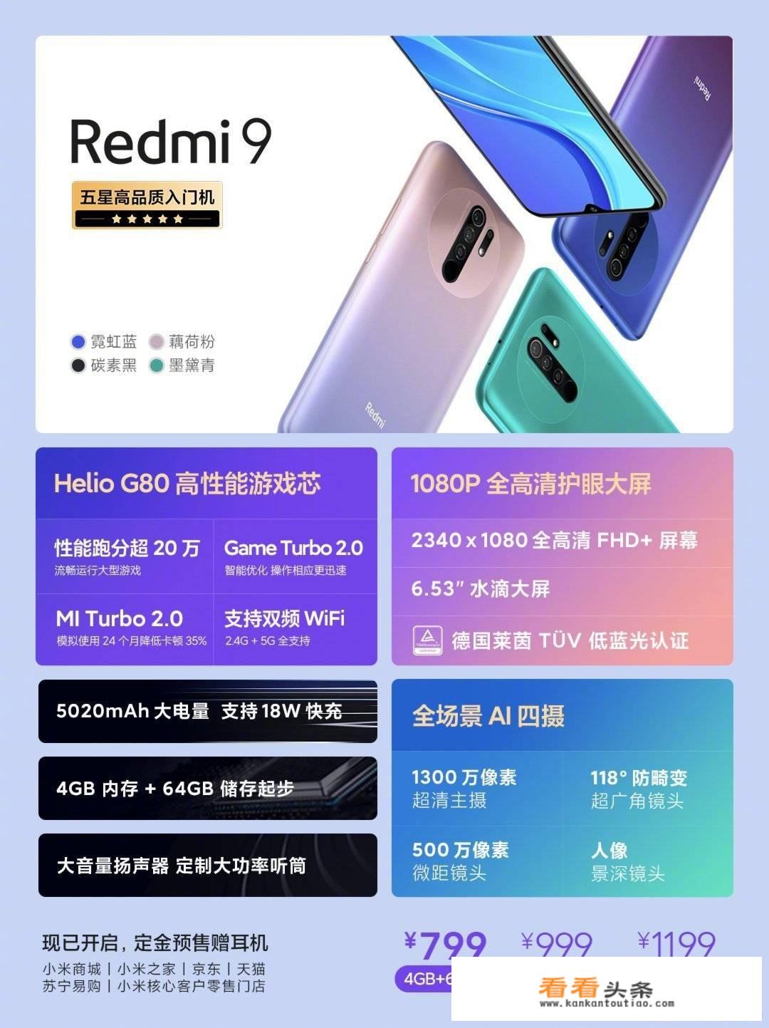 如何看待起售价799元的红米新机Redmi 9？