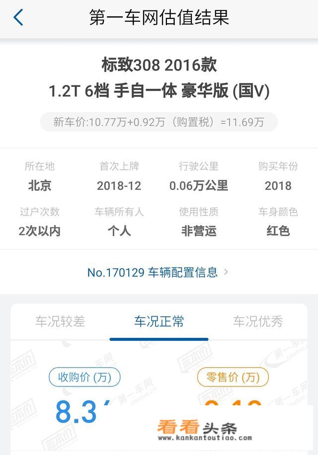  1.2T的二手标致308卖多少钱比较合适？