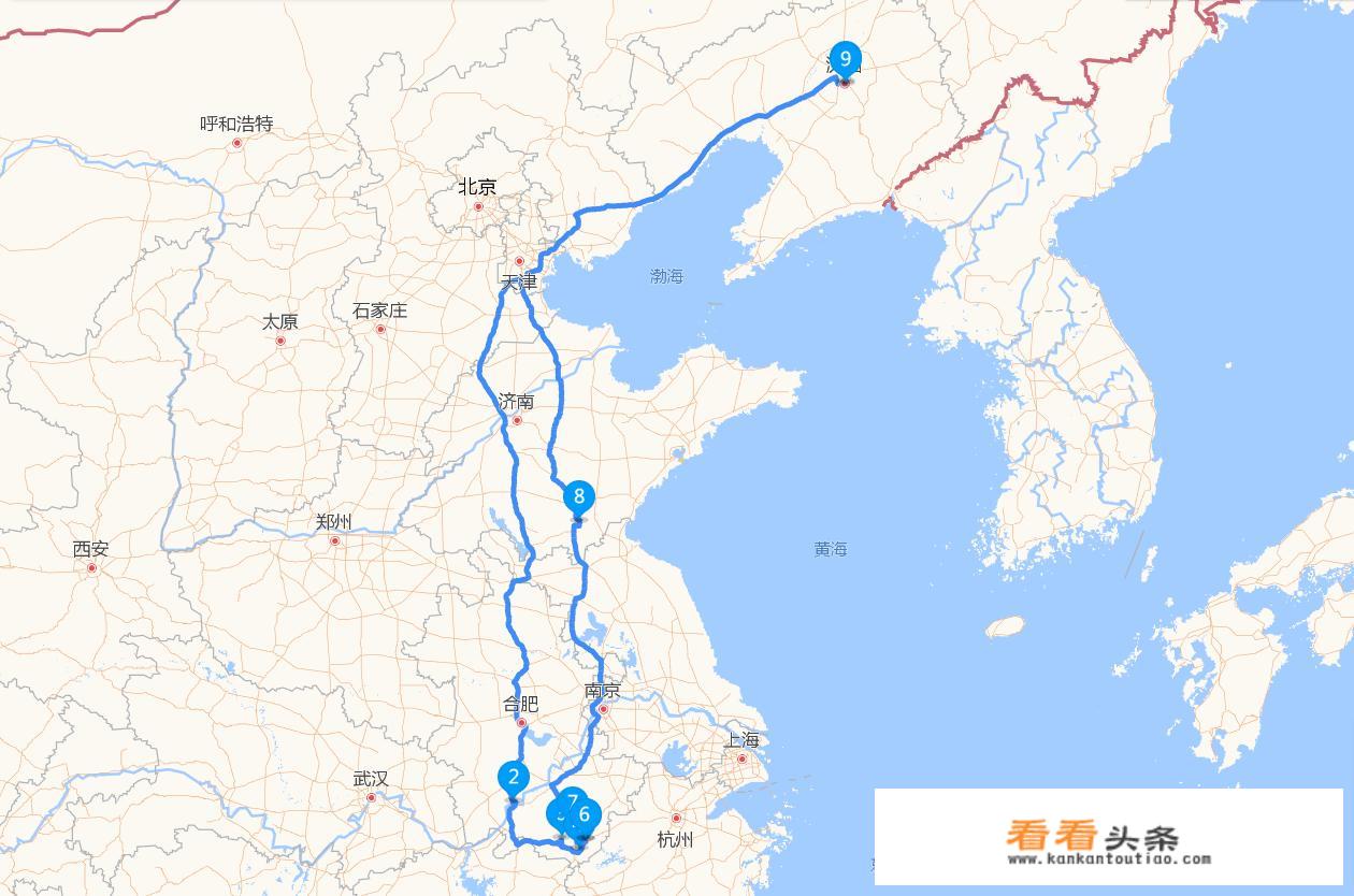 初一从沈阳出发自驾到黄山一周的时间，有哪些线路可以推荐？