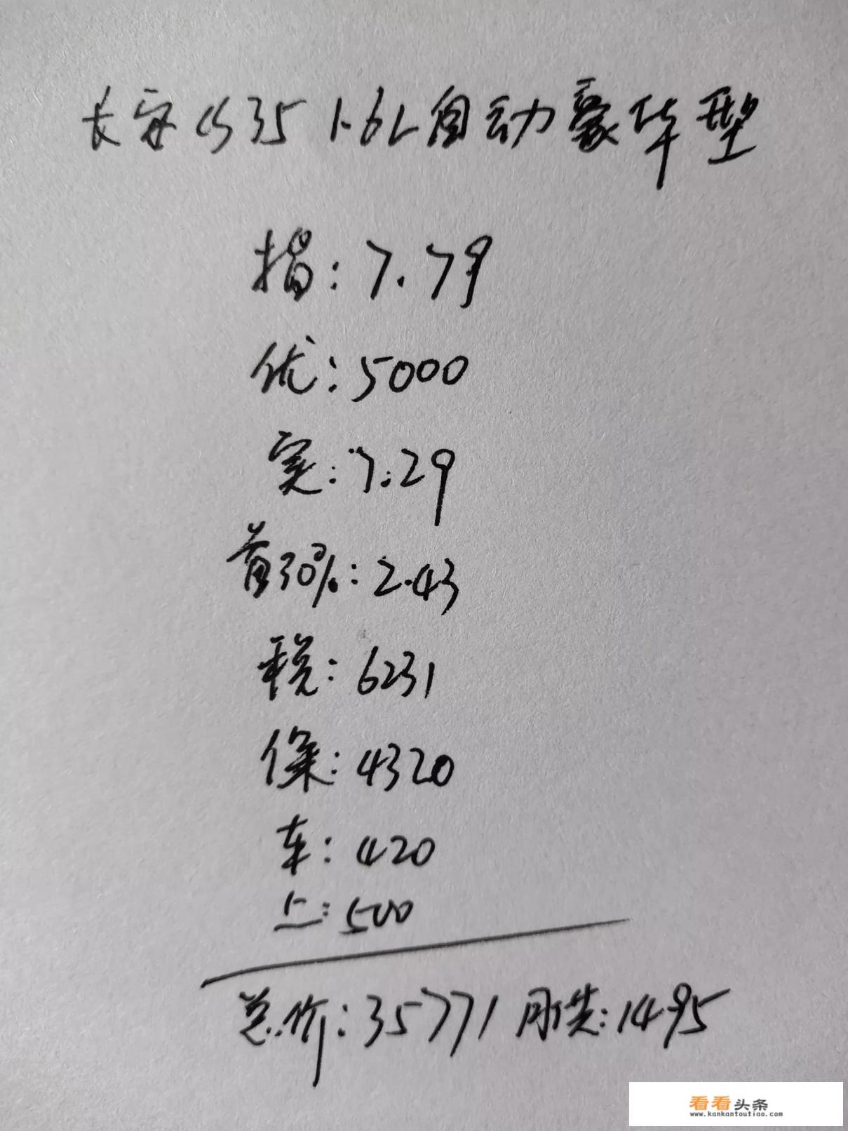 长安CS35自动挡低配首付百分之三十的话多少钱能落地？你如何评价