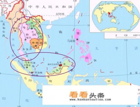 世界地图，泰国在那个位置