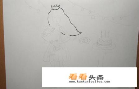 如何画小女孩的生日派对的简笔画