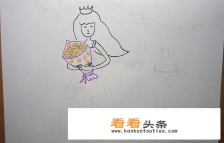 如何画小女孩的生日派对的简笔画